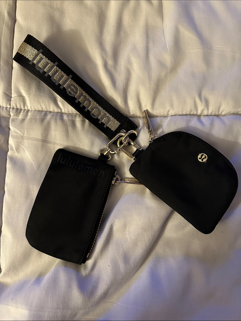 lululemon Black Zip Card Pouch with Branded Strap